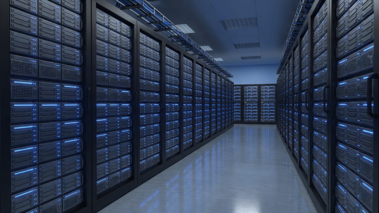 Data center aisle with parallel storage servers