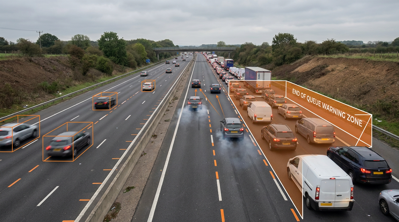 End-of-queue warnings to prevent rear-end collisions