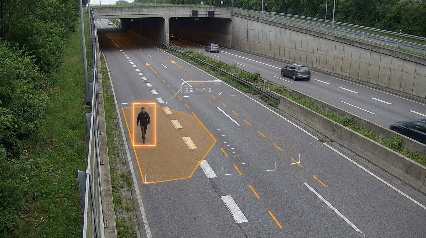 Pedestrian detection on shoulders and in tunnels